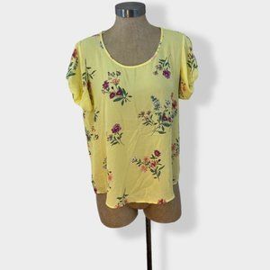 Lily White Yellow Floral Blouse M